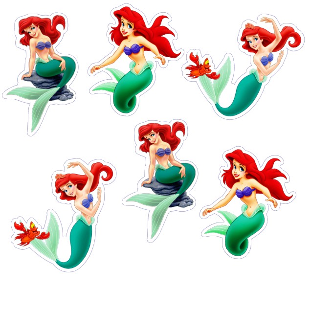 Apliques A Pequena Sereia Princesa Ariel Toppers Tags Tubetes