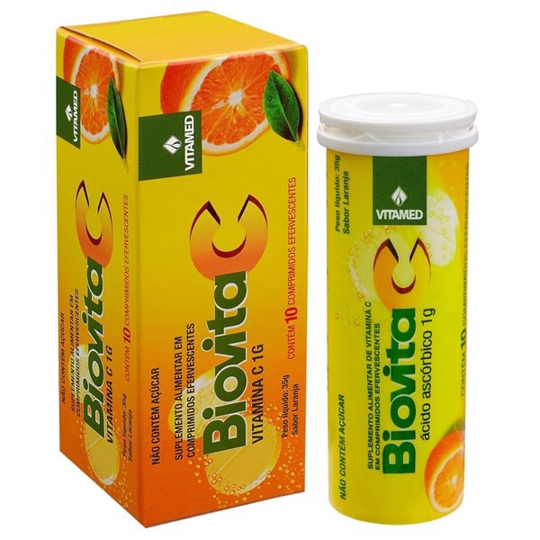 VITAMINA C BIOVITA C 1G SABOR LARANJA 10 COMPRIMIDOS