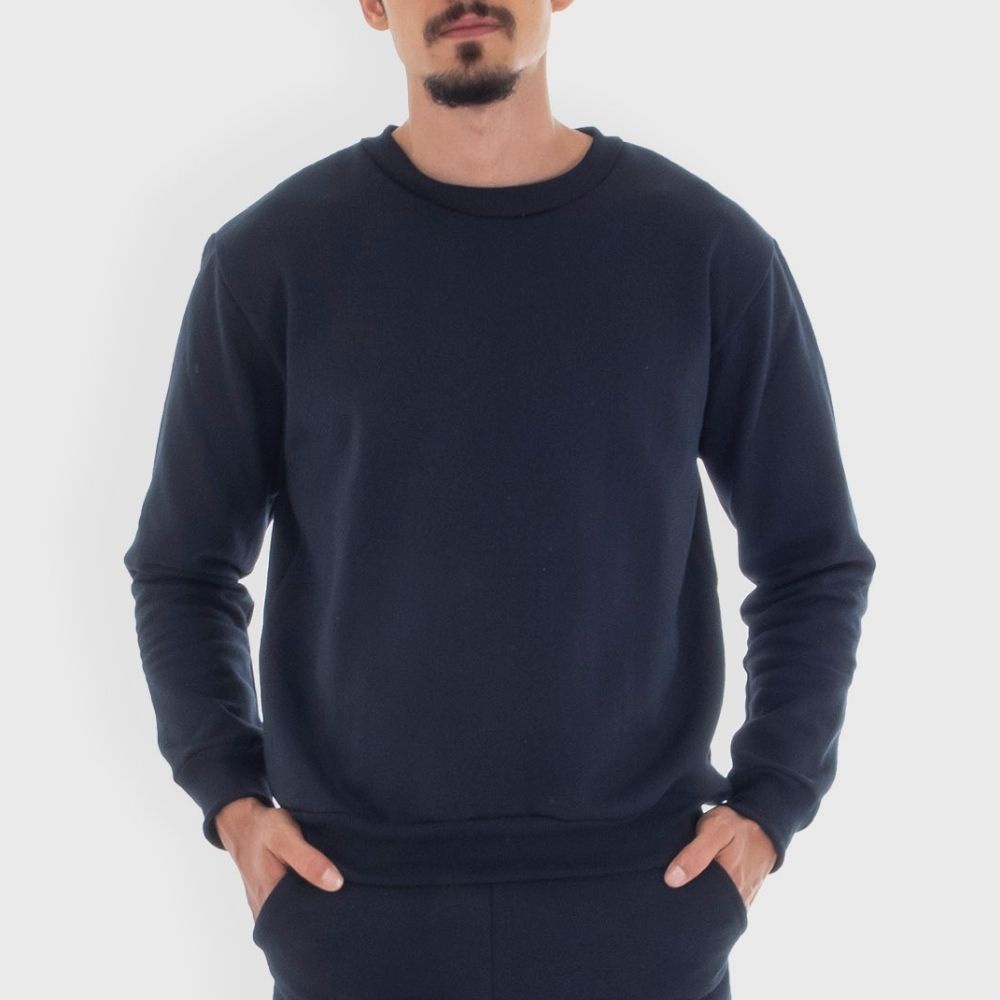 Moletom Masculino Sem Capuz Blusa De Frio Gola Careca Adulto Liso