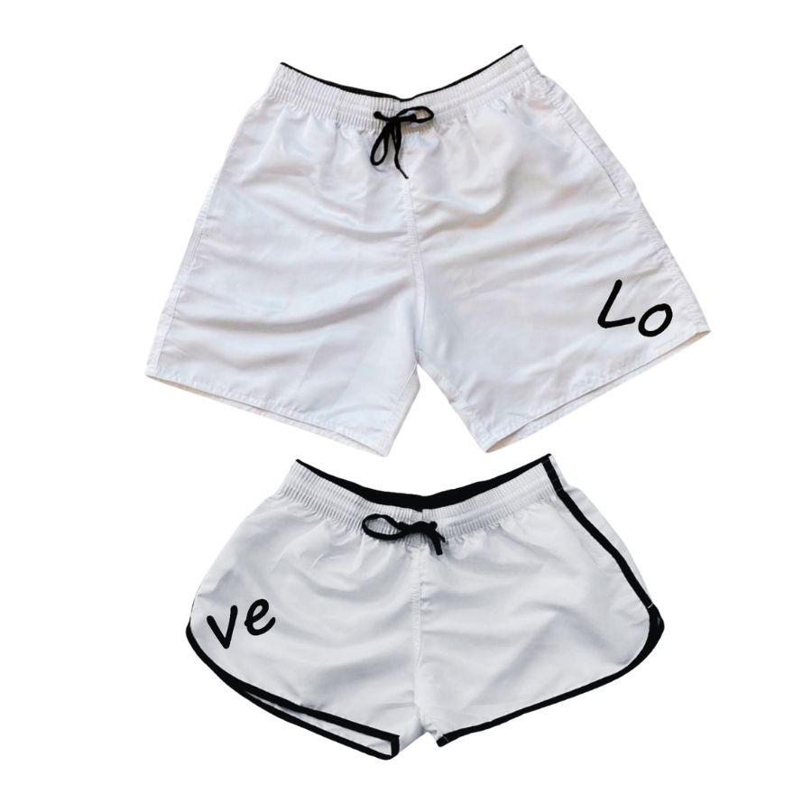 Kit Short Casal Moda Praia Bermuda Love Mozao Combinando Shopee Brasil