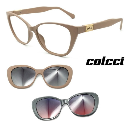 Oculos Feminino Colcci Bandy B28 Nude 2 Clipons Solar Shopee Brasil