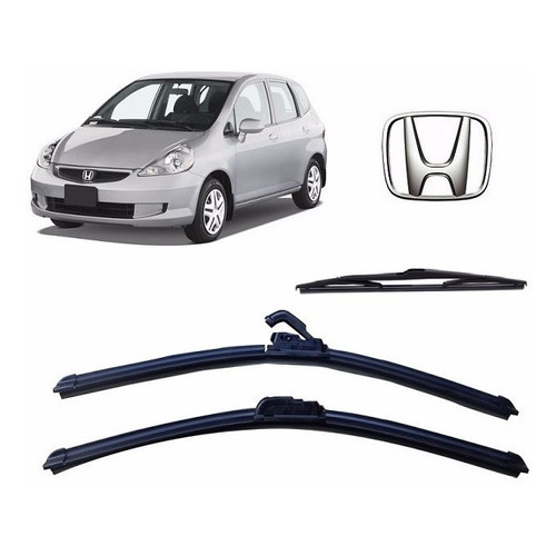 Kit 3 Palhetas Limpa Parabrisa Dianteiro Traseiro Honda Fit 2003 2004