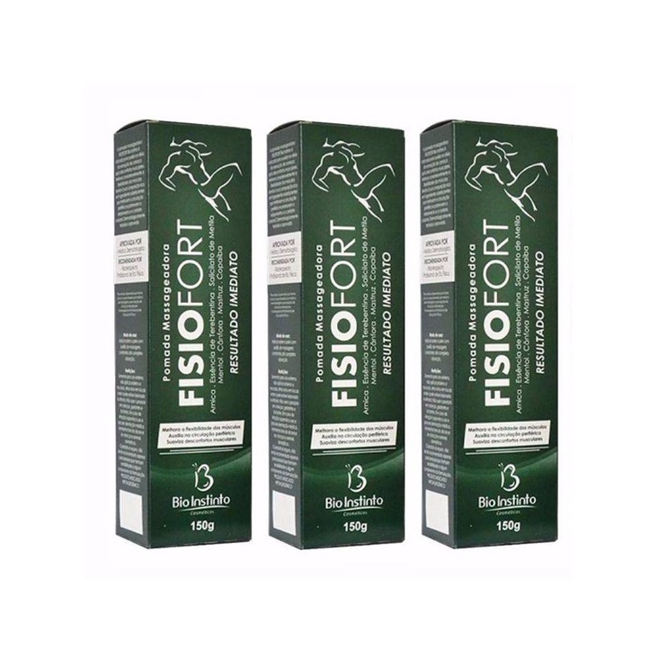 Kit 3 Pomada Massageadora Fisiofort 150g Bio Instinto Resultado