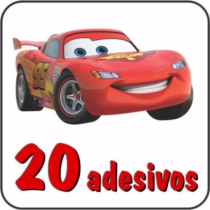 20 Adesivos Personagens Carros Disney Relâmpago Mcqueen Decoração