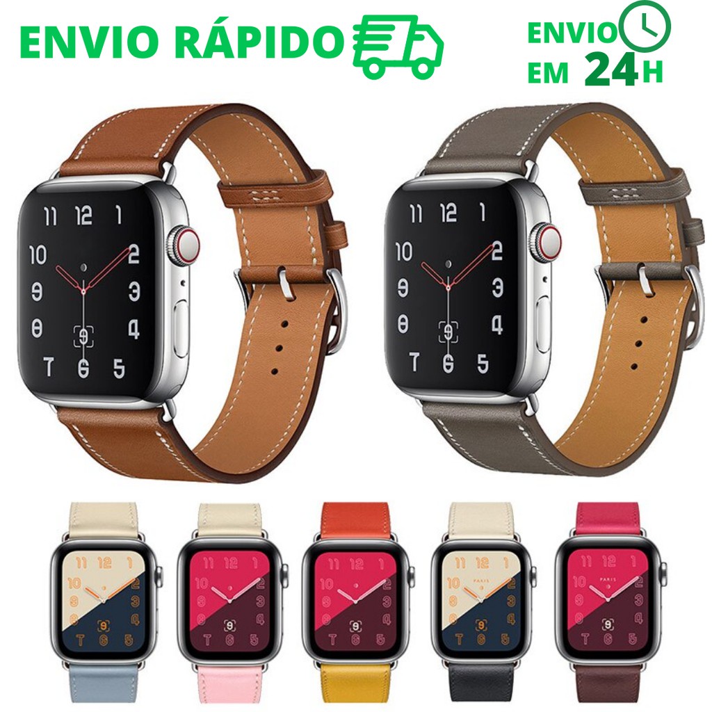 Pulseira De Couro Social Para Apple Watch E Smartwatch Iwo Shopee Brasil