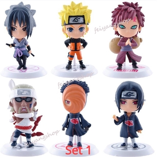 Naruto 6 Pcs Anime Versão Q 7 cm Sasuke Collectible Action Figure