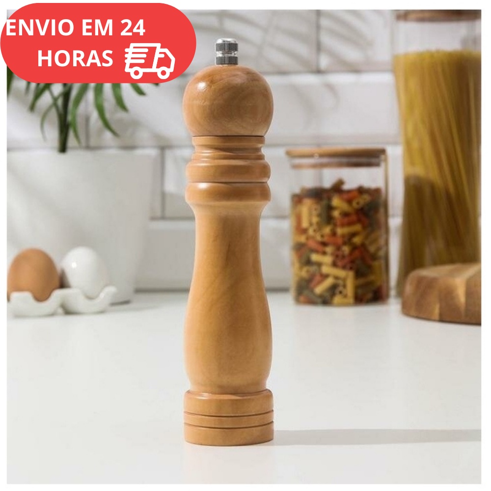 Moedor de pimenta do reino em grão ou sal grosso madeira 21 CM Shopee