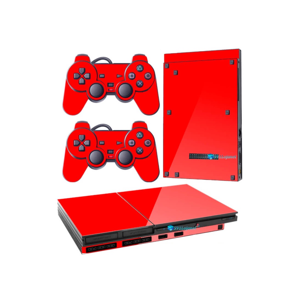 Adesivo Skin Playstation 2 Slim PS2 V1 Pelicula Brilho Cor Vermelho