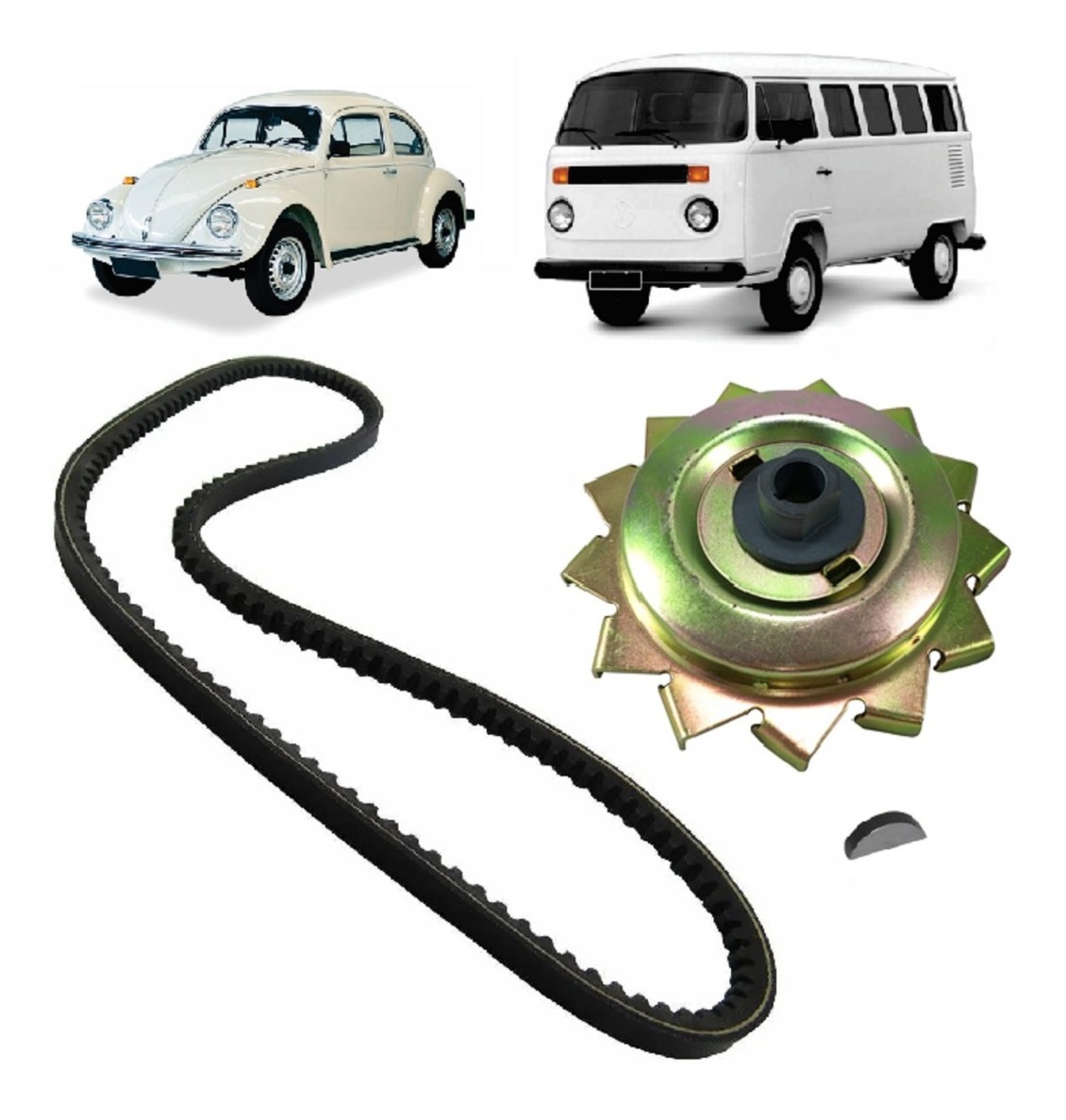 Kit Correia Polia Chaveta Do Alternador Fusca Kombi Brasilia Tl Variant