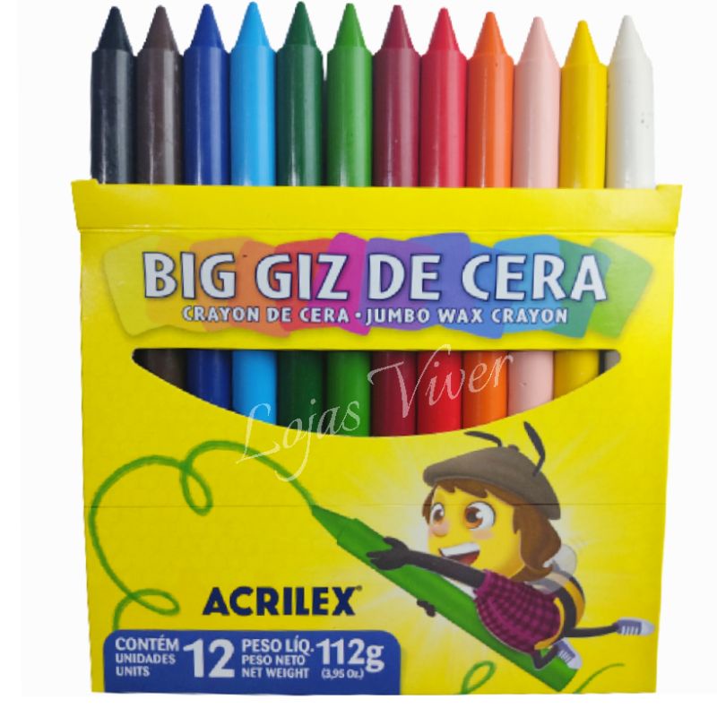 Giz De Cera Big Cores G Acrilex Shopee Brasil