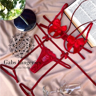 Conjunto Lingerie Aro Laço Sem Bojo Cinta Liga Shopee Brasil