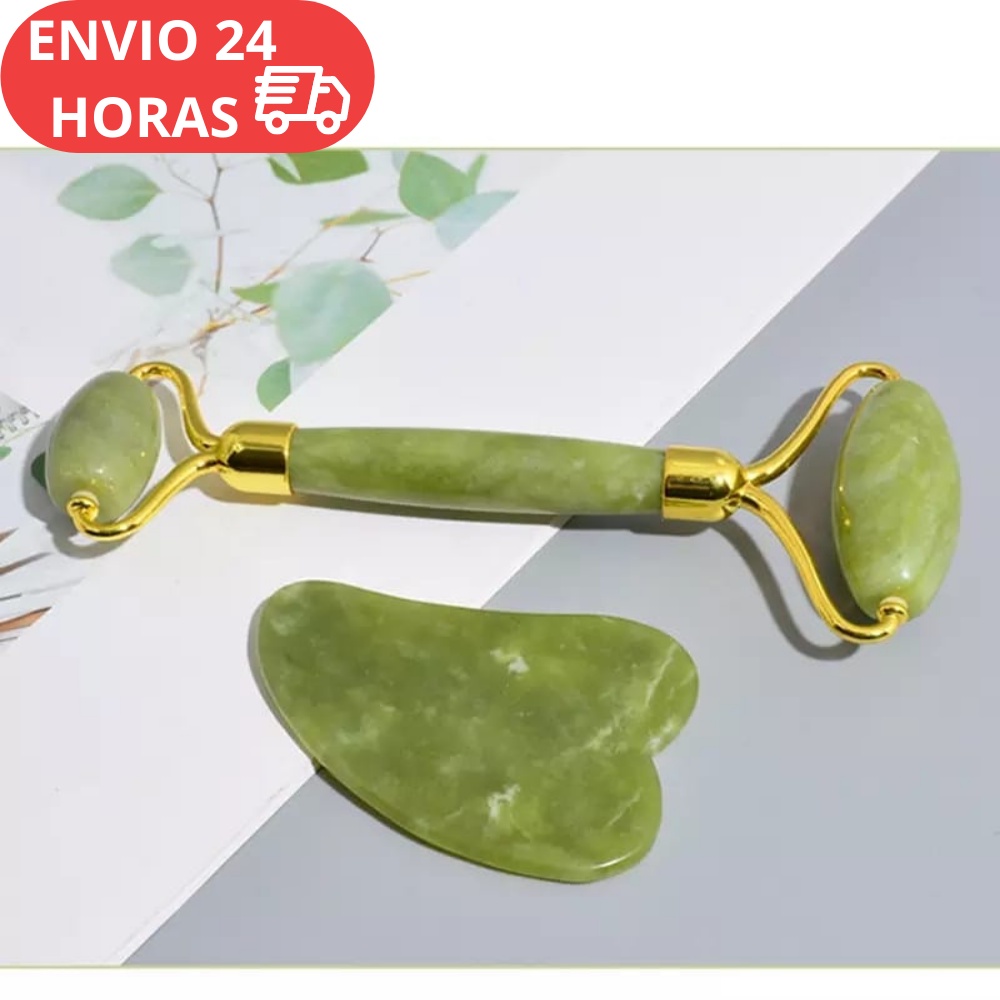 ROLO PEDRA DE JADE PLACA GUA SHA MASSAGEM FACIAL ANTI RUGA Shopee