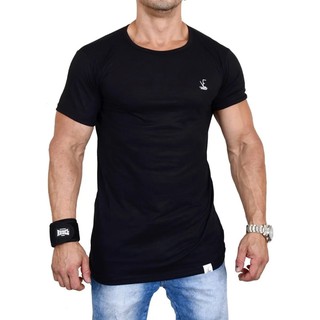 Camiseta Longline Masculina Slim Fit Para Academia Corte Justo Shopee