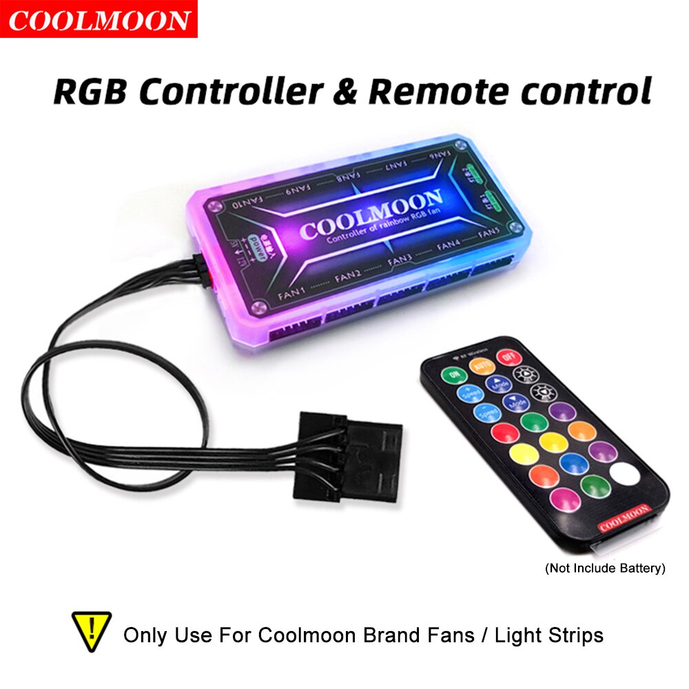 Coolmoon Controlador Remoto De Ventiladores RGB 12V 5A De Cor HUB