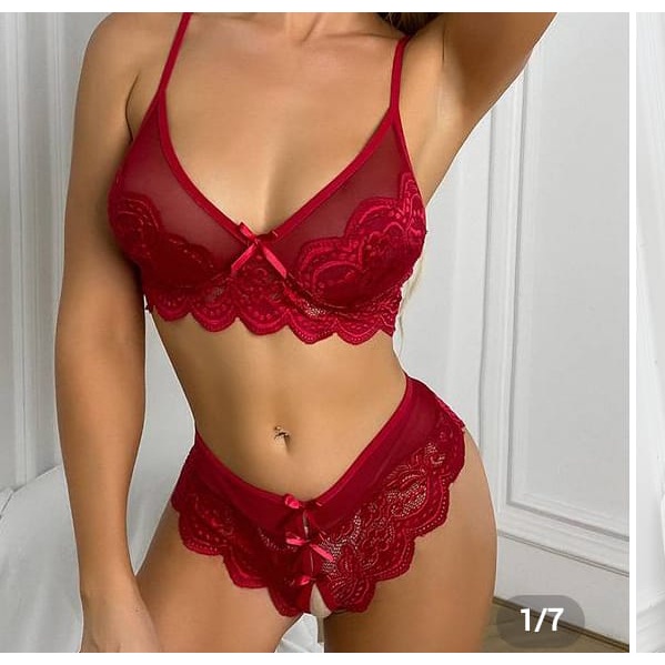 Conjunto Lingerie Sexy Tule Sensual Feminino Shopee Brasil