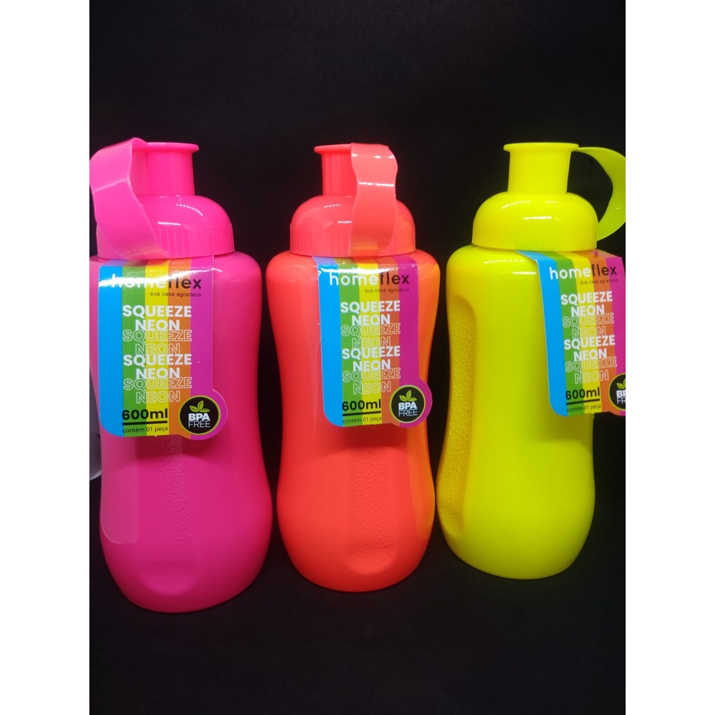 SQUEEZE NEON HOMEFLEX 600 ML OFERTA GARRAFA AGUA ACADEMIA ESPORTE