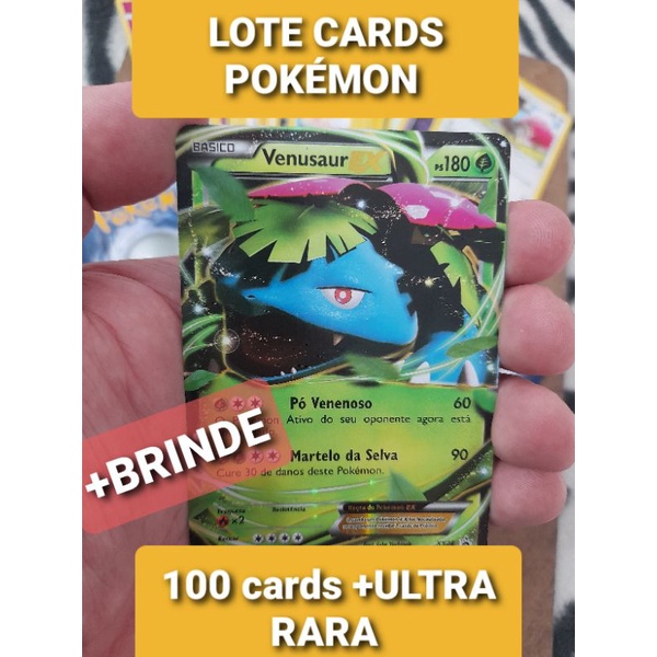 cards pokémon lote 100 cartas ULTRA RARA Brinde originais copag