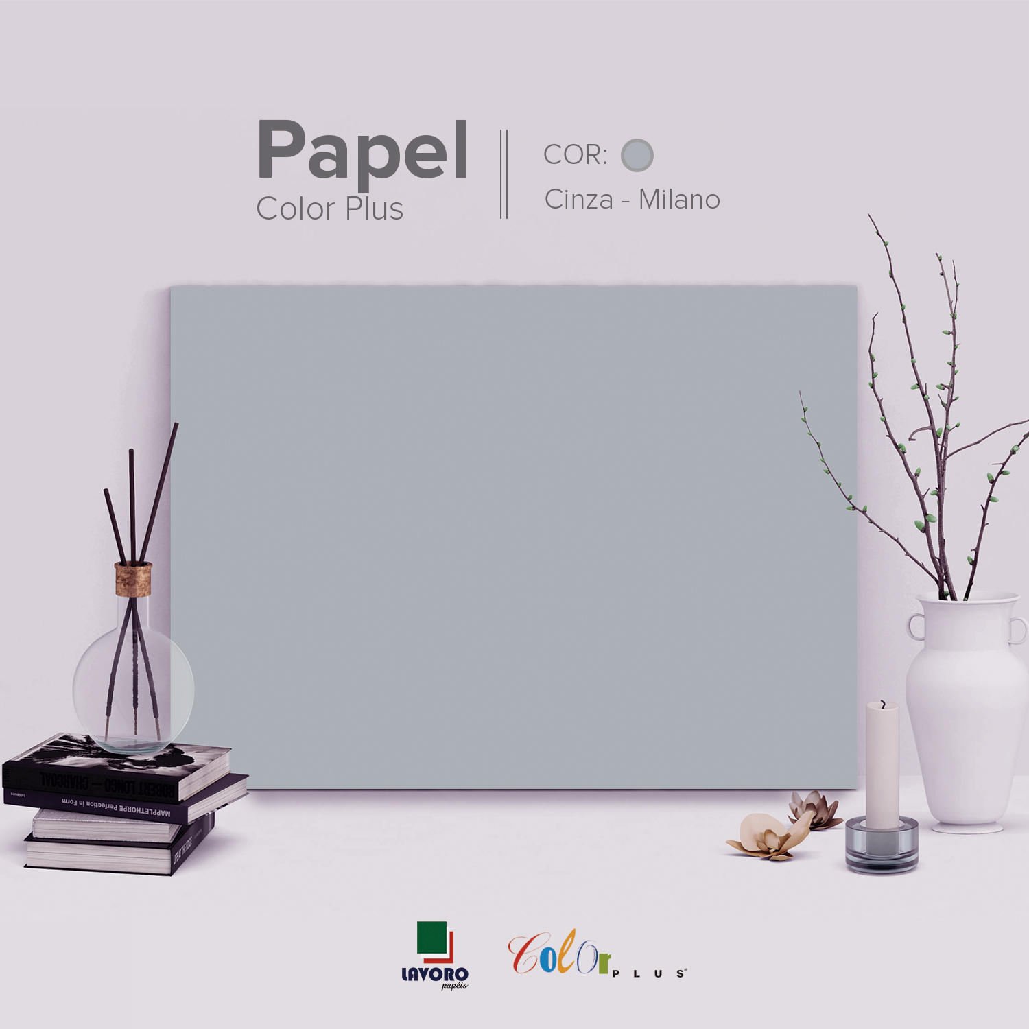Papel Color Plus 180g 30,5x30,5 - Cinza (Milano) - 30 Folhas
