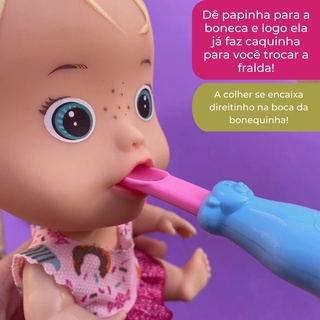 Boneca Bebê Come Comidinha e Faz Caquinha Acessórios Shopee Brasil