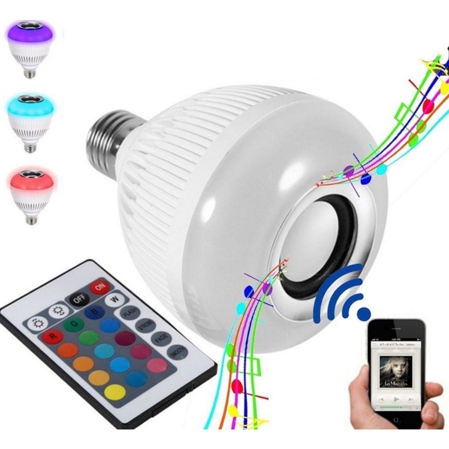 Lampada Bluetooth De Led Caixa De Som C Controle Rgb W Shopee Brasil