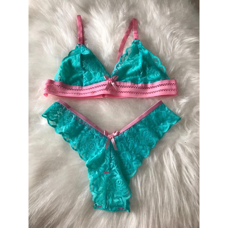 Conjunto Lingerie Rendinha Atacado Conforto Renda Calcinha Sutiã Dia a