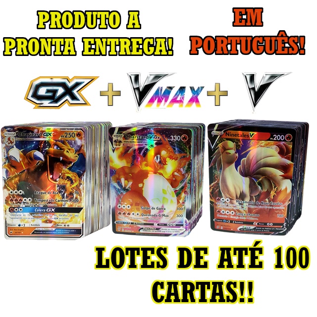 Lotes de Cartas Pokémon V VMAX e GX Holográficas Brilhantes em