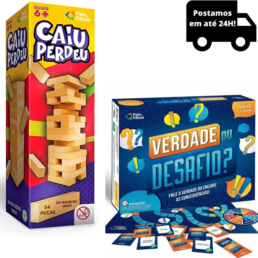 Kit Caiu Perdeu Jenga Verdade Ou Desafio Jogo Pais Filhos Shopee