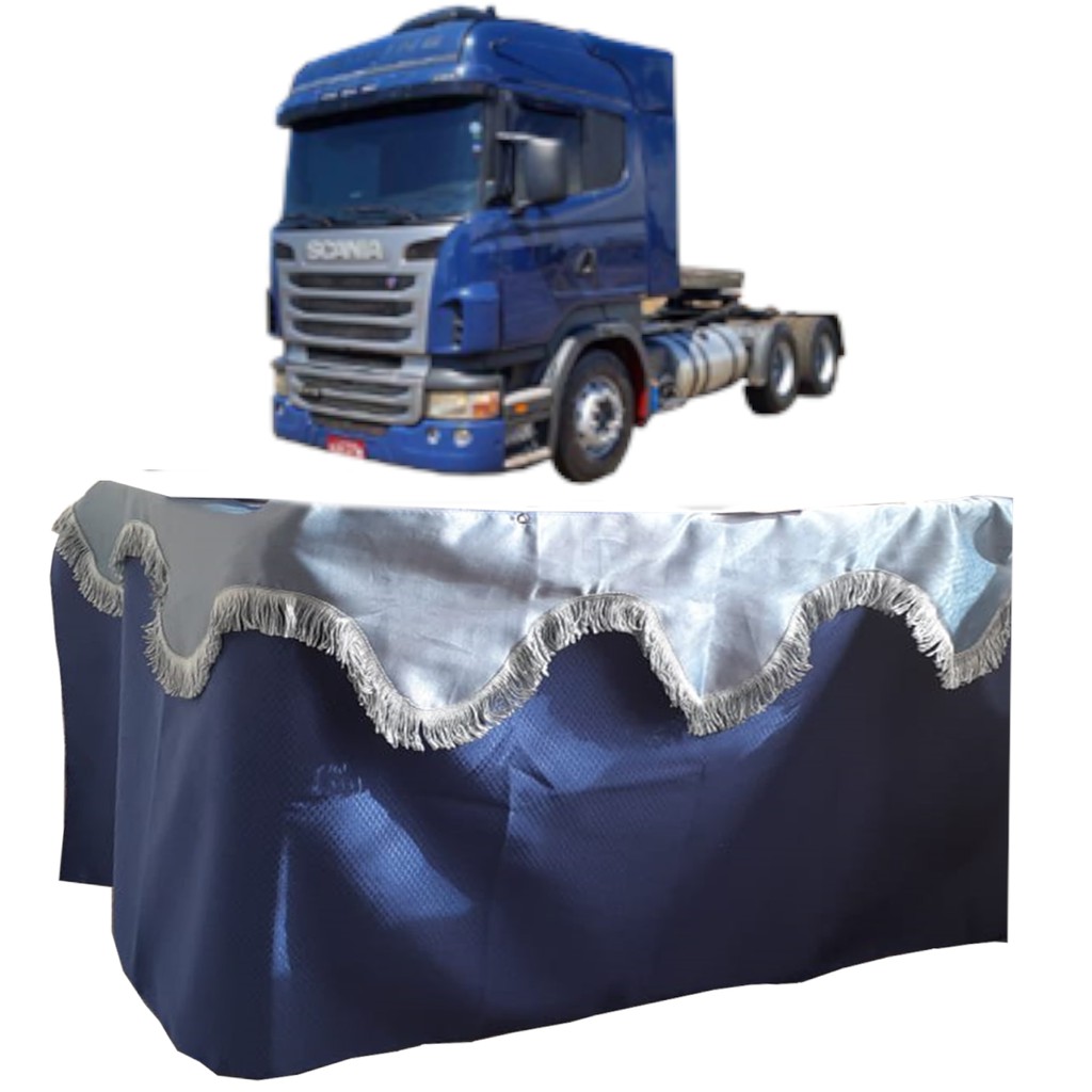 Jogo Cortina De Cetim Frente E Meio Caminh O Scania Highline Shopee