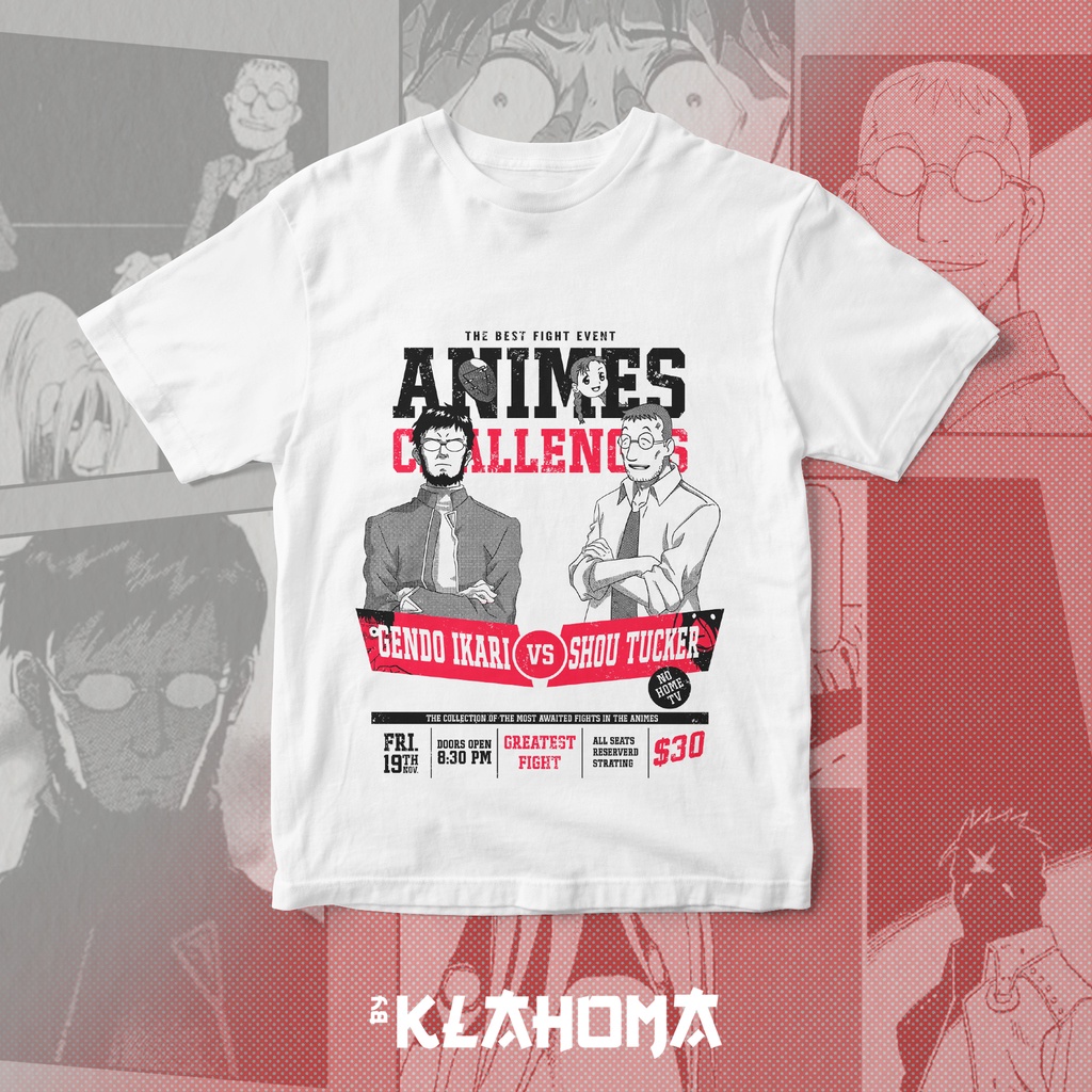 Camiseta Manga Curta Gendo Ikari Vs Shou Tucker Animes Challengers