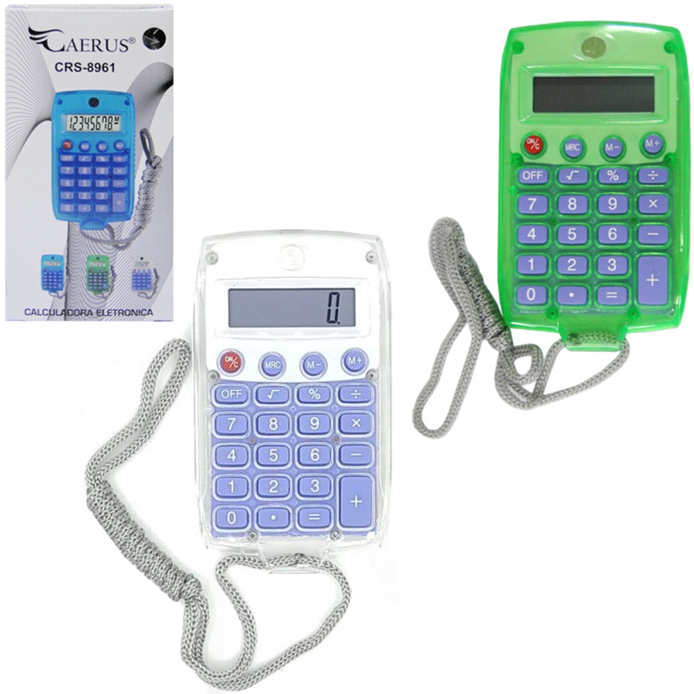 Calculadora Eletronica Digitos De Bolso Cordao Colors X Cm