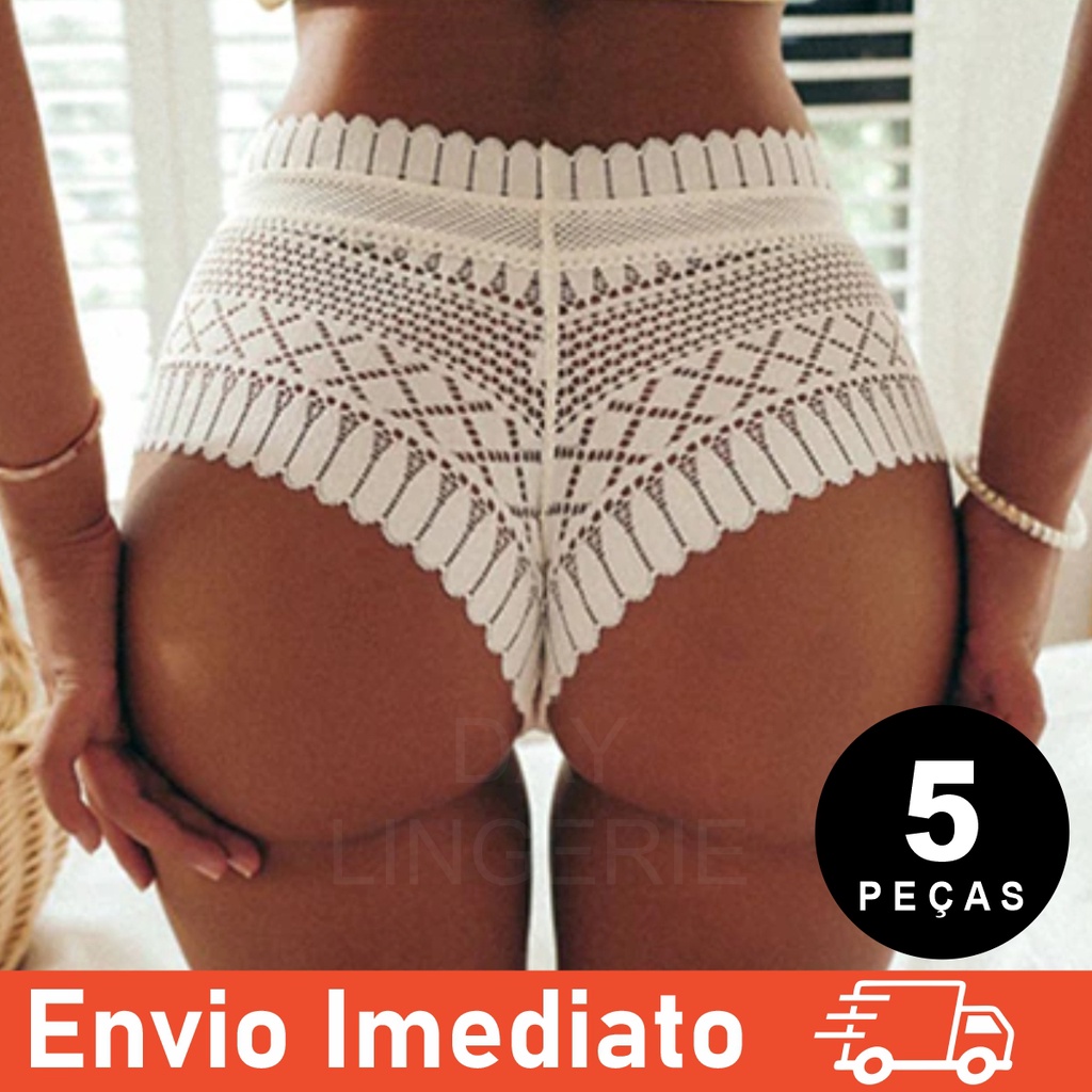 Kit 5 Calcinhas Caleçon De Renda Calcinhas Lingerie Feminina