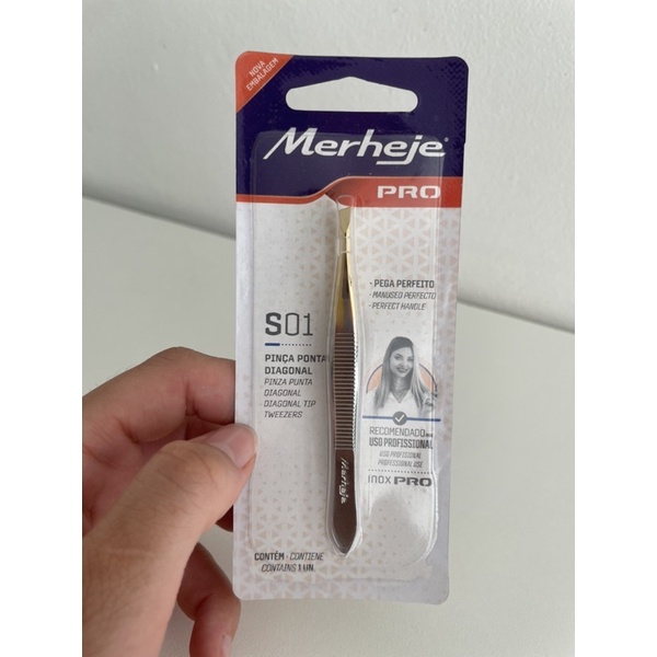 Pin A Depilat Ria Merheje Inox Ponta Diagonal Dourada Shopee Brasil