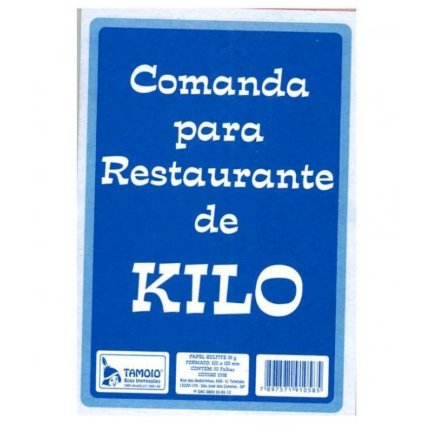 BLOCO COMANDA PARA RESTAURANTE DE KILO 50 FLS TAMOIO PACOTE 10