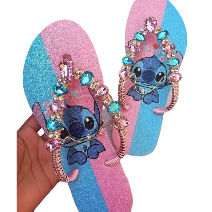 Chinelo Bordado Personalizado Customizado Lilo E Stich Shopee Brasil