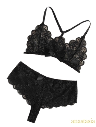 Conjunto De Lingerie Feminina Sexy De Duas Peças As Costas Abertas