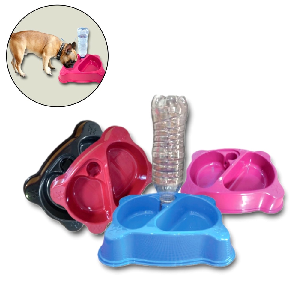 Comedouro Bebedouro Duplo Suporte Para Garrafa Pet Ml Ml