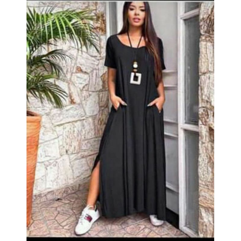 Vestido Longo Gola Redonda Shopee Brasil