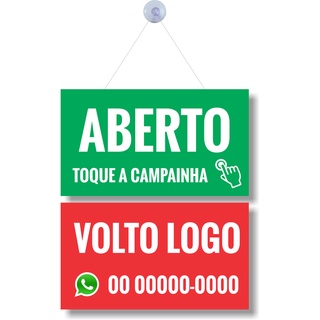 Placa Aberto Toque Campainha E Volto Logo Whats Person X Cordao E