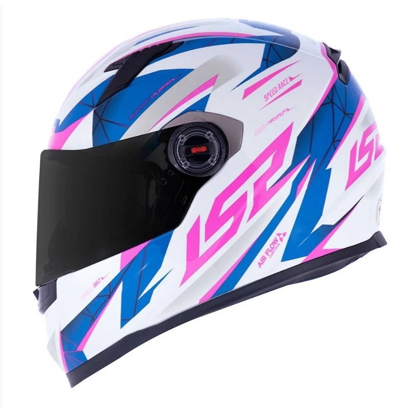 Capacete Ls Ff Classic Draze Branco Azul Rosa Shopee Brasil