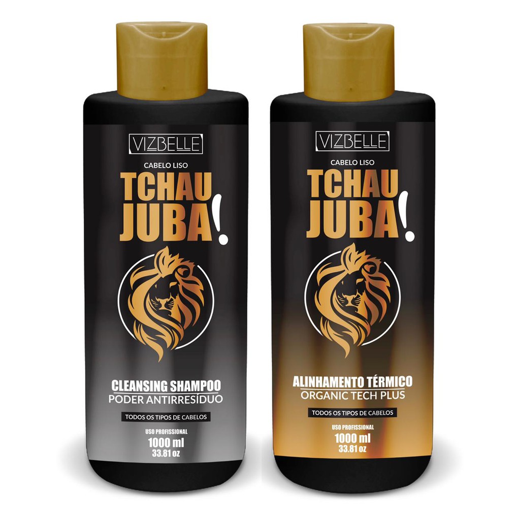 KIT ALINHAMENTO TERMICO TCHAU JUBA E CLEASING SHAMPOO 1L VIZBELLE