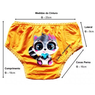 Kit 3 Calcinhas Largas Infantil Diamantes Lingerie Minha Primeira