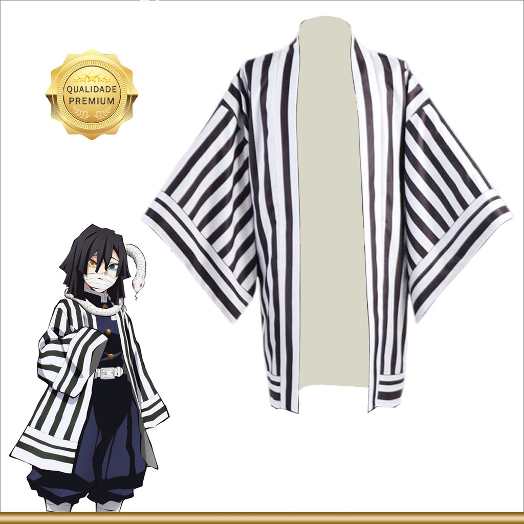 Cosplay Haori Obanai Iguro Fantasia Kimono Capa Demon Slayer Shopee