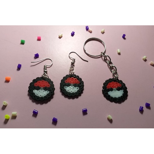 Brinco Chaveiro Pokebola Pokemon Hama Beads Perler Beads Pixel