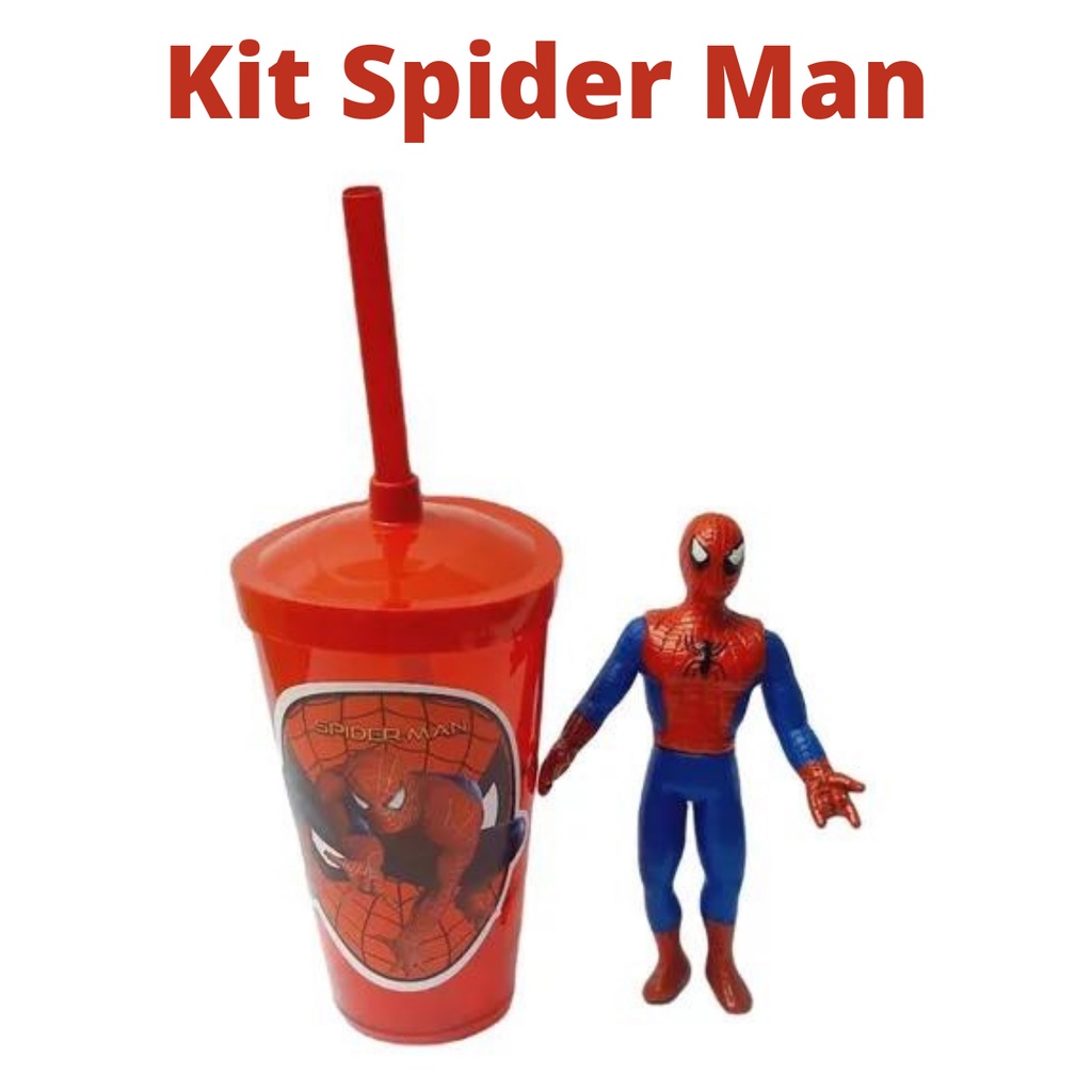 Boneco Homem Aranha C Copinho C Canudo Kit Top Oferta Shopee Brasil