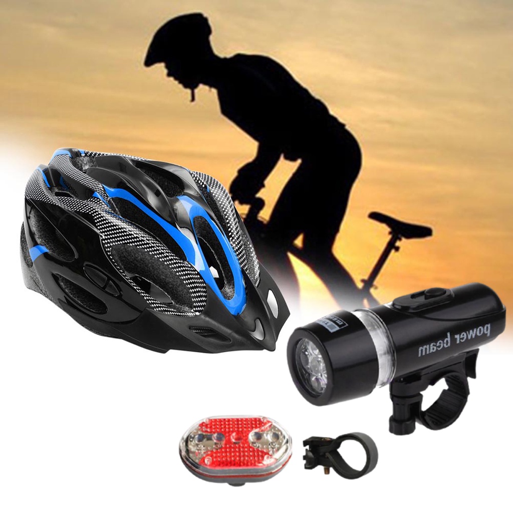 Kit Capacete Farol E Lanterna Sinalizadora Bike Bicicleta Escorrega O