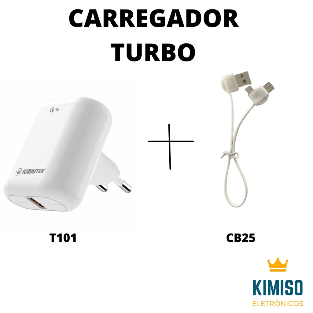 Carregador Turbo De Celular Ultra R Pido Cabo Usb Micro Usb E