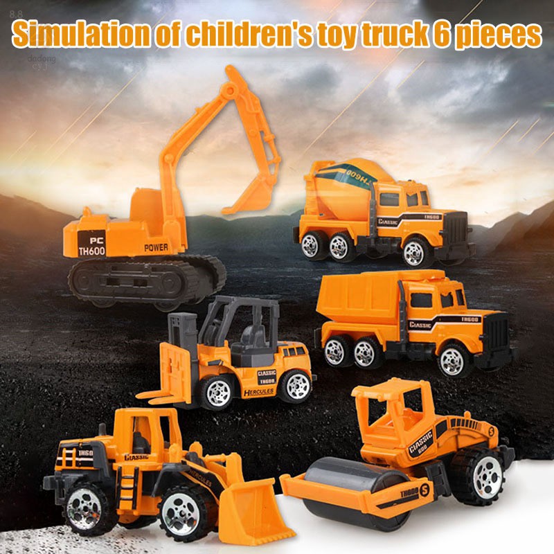 6 Pçs Brinquedos Escavadeira De Brinquedo Para Crianças Carros Caminhão De Construção Guindaste Bulldozer Tanque Coleção Presente