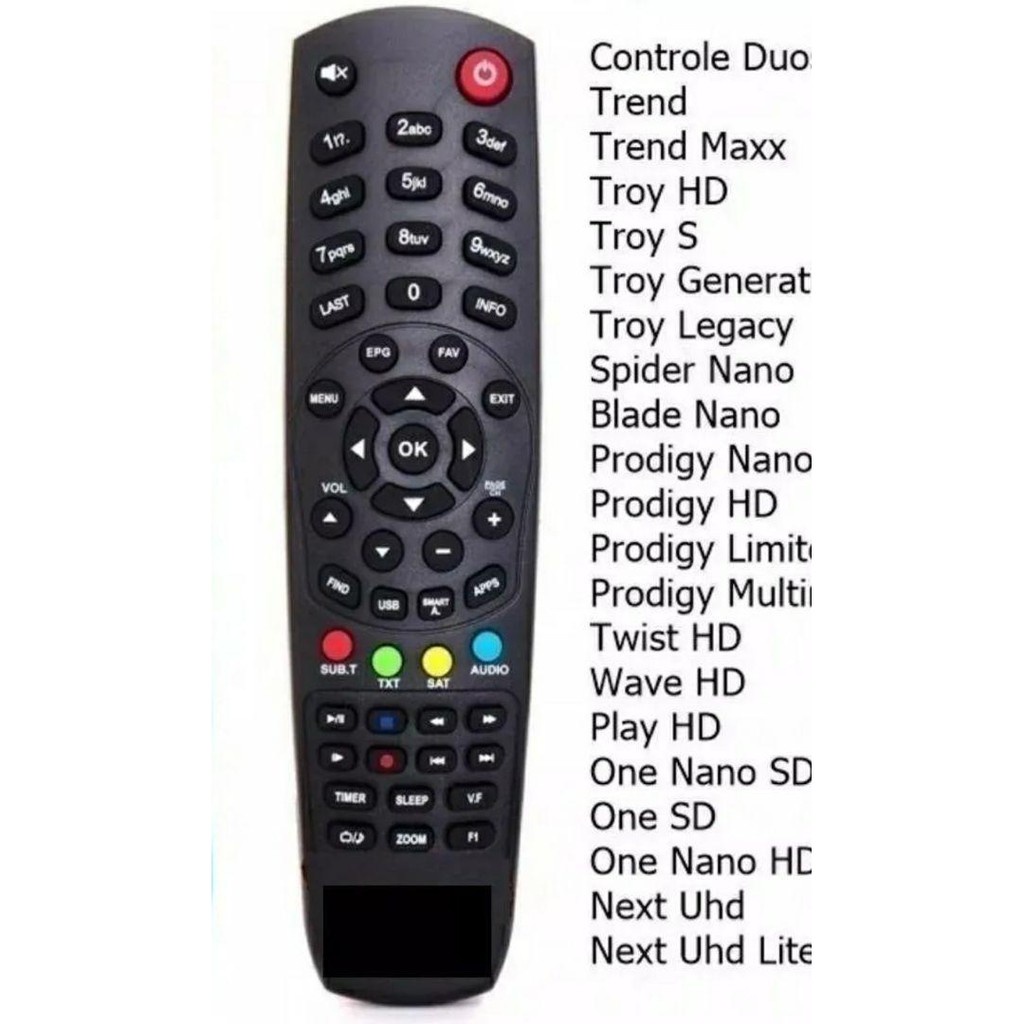 Controle Remoto Receptor Duosat Trend Troy Prodigy One Nano Hd Gato