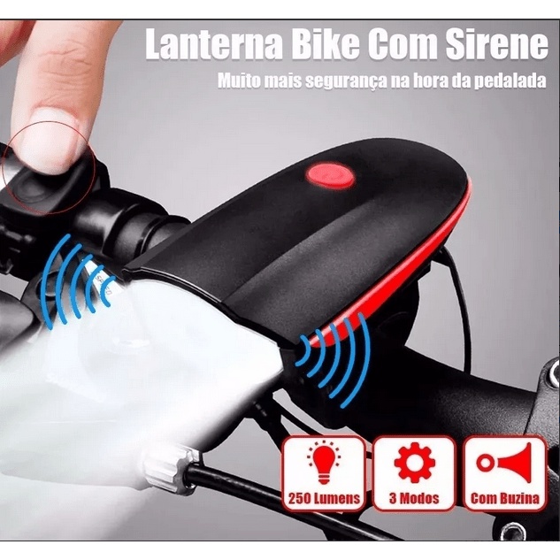 Farol Lanterna Bike Recarregável Usb C Buzina 140db Fy 058 Shopee Brasil