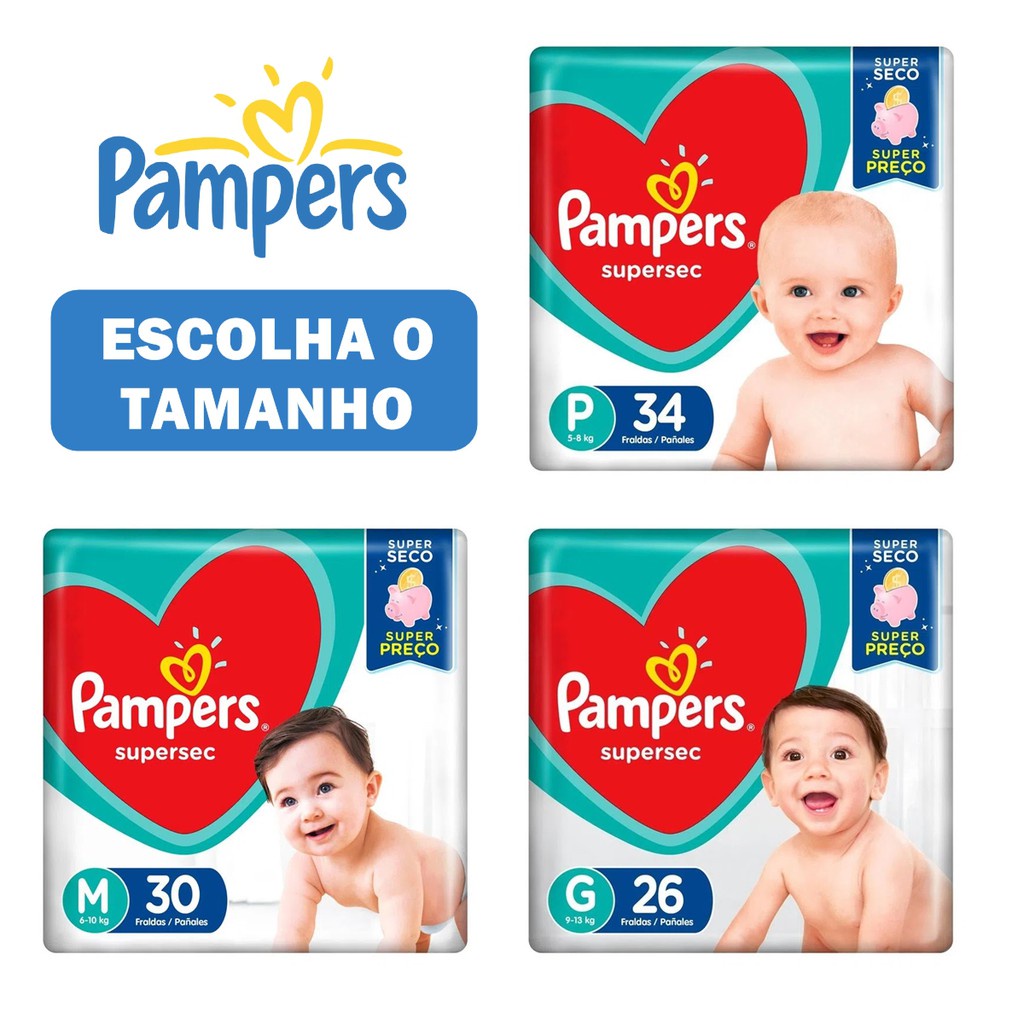 Fralda Pampers Supersec P M G XG XXG Shopee Brasil